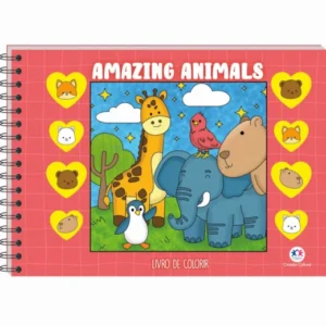 Livro de Colorir Capa Dura Amazing Animals 150g Vermelho 48fls- Ciranda Cultural
