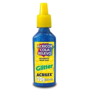 Acricor Cola Relevo Glitter Azul 20g- Acrilex