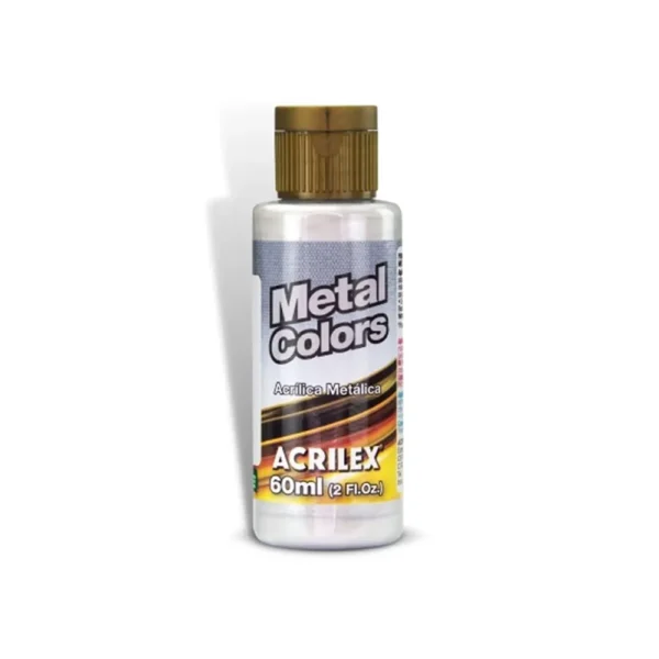Tinta Acrílica Metálica Prata Metálico 60ml- Acrilex