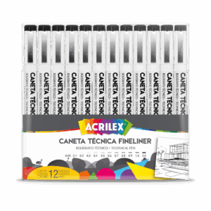 Kit de Caneta Técnica Fineliner 12 Unidades- Acrilex