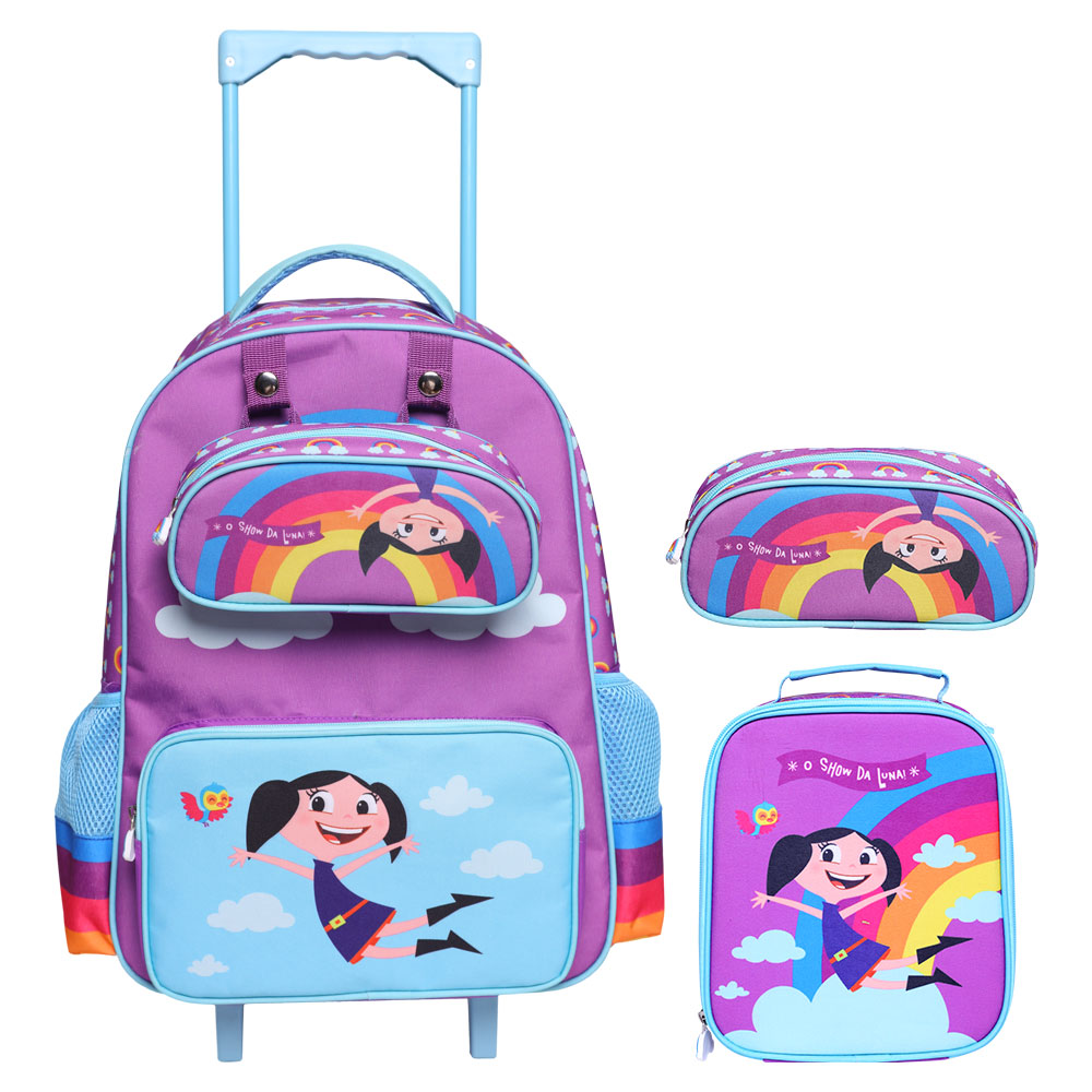 Kit Mochila de Rodinhas/Lancheira/Estojo Show da Luna: Nas Nuvens- Yin's - YS42258