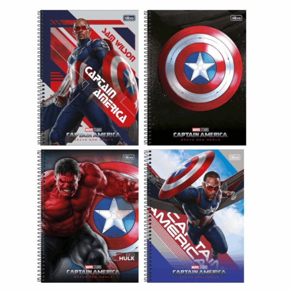 Caderno Espiral Universitário 10 Matérias Capitão América 160fls- Tilibra