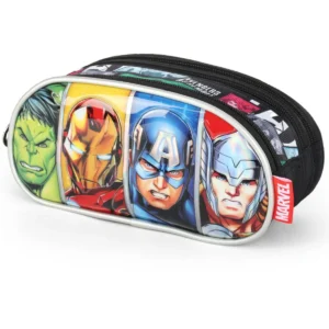Estojo 3 Divisórias Avengers Preto- Luxcel