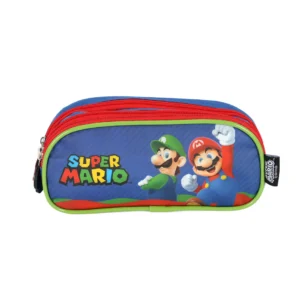 Estojo 3 Divisórias Mario Bros Azul- Luxcel