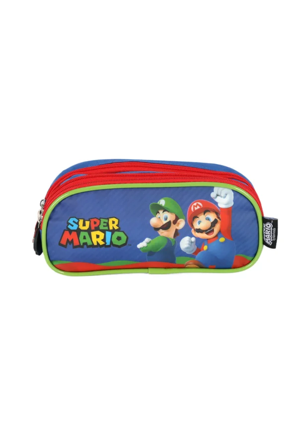 Estojo 3 Divisórias Mario Bros Azul- Luxcel