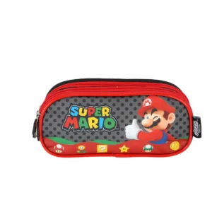Estojo 3 Divisórias Mario Bros Preto- Luxcel
