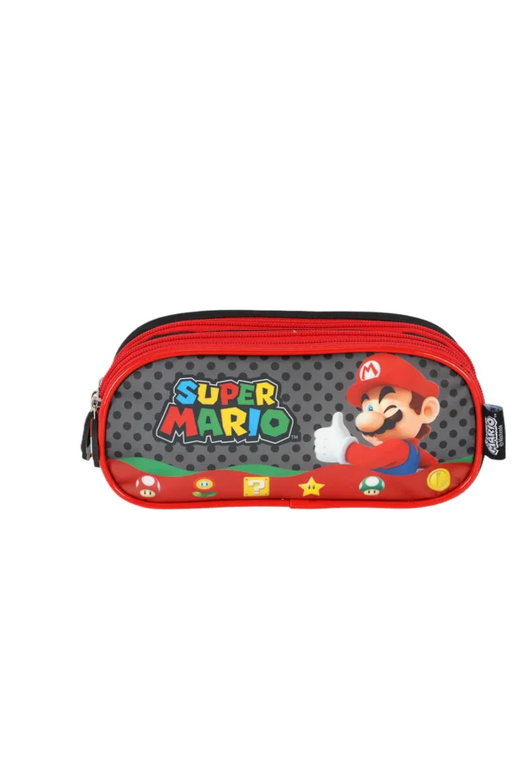 Estojo 3 Divisórias Mario Bros Preto- Luxcel