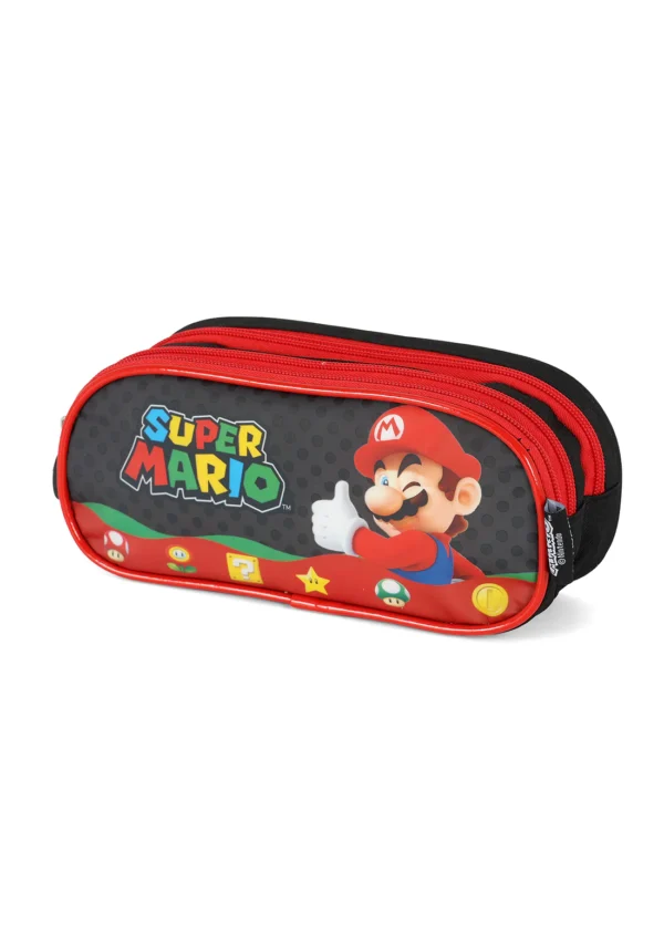 Estojo 3 Divisórias Mario Bros Preto- Luxcel - Imagem 2