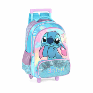Mochila de Rodinhas Stitch Azul Puffy e Holográfica- Luxcel