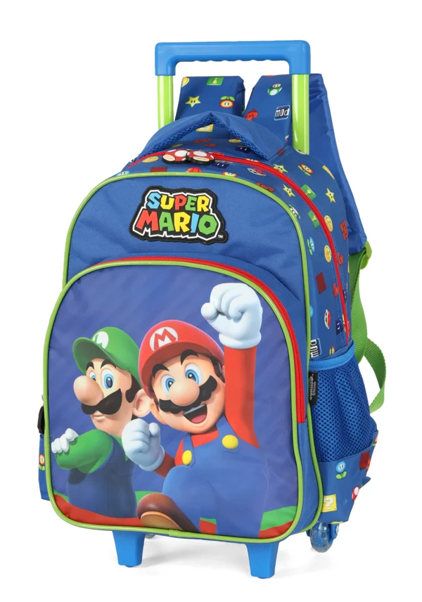 Mochila de Rodinhas Mario Bros Azul- Luxcel - Imagem 4