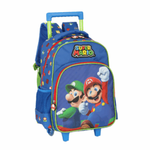 Mochila de Rodinhas Mario Bros Azul- Luxcel