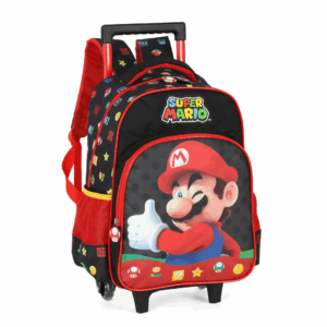 Mochila de Rodinhas Mario Bros Preta- Luxcel