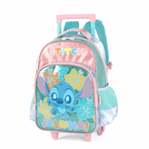 Mochila de Rodinhas Stitch Metálica Turquesa- Luxcel