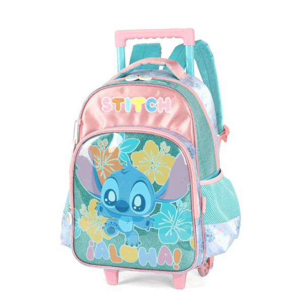 Mochila de Rodinhas Stitch Metálica Turquesa- Luxcel