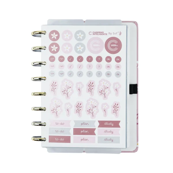 Planner Permanente De Disco Pink Blossom By Sof- Caderno Inteligente - Imagem 3