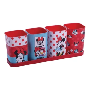 Porta Canetas com Bandeja Decorado Minnie 4x1- Plasútil