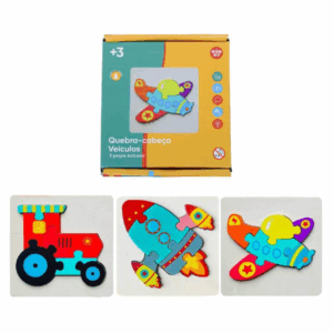 Quebra Cabeça de Madeira Veículos 3x1- Ark Toys