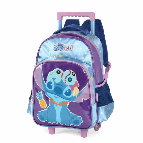 Mochila de Rodinhas Stitch Metálica Violeta- Luxcel