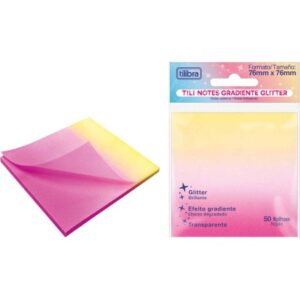 Bloco Adesivo Tili Notes Transparente Gradiente Glitter 50fls- Tilibra