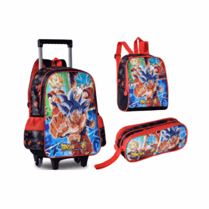 Kit Mochila de Rodinhas/Lancheira/Estojo Dragon Ball- Clio