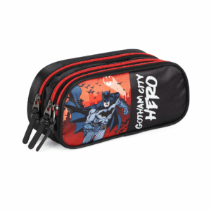 Estojo 3 Divisórias Batman Gotham City Hero Vermelho- Luxcel