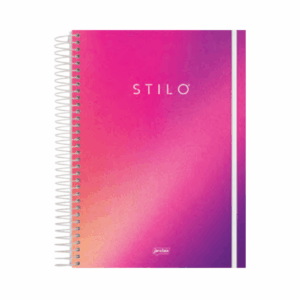 Caderno Espiral Universitário 10 Matérias Stilo Degradê Rosa 160fls- Jandaia