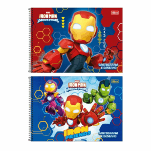 Caderno de Desenho e Cartografia Iron Man And His Awesome Friends 80fls- Tilibra