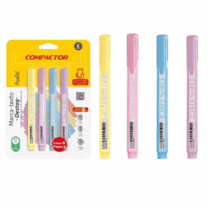 Kit Marca Texto Destaq 4 Unidades Cores Pastéis- Compactor