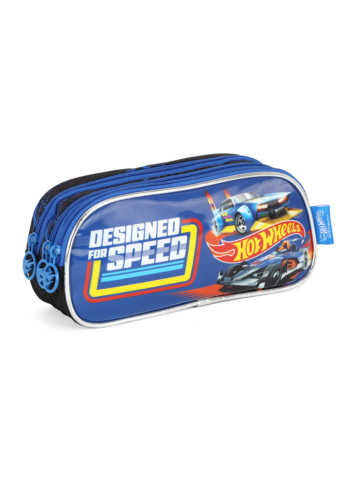 Estojo 3 Divisórias Hotwheels Azul- Luxcel