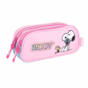 Estojo 2 Divisórias Snoopy Rosa- Luxcel