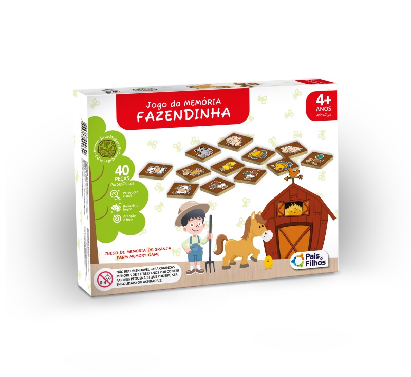 Jogo da Memória Fazendinha 40 Peças- Pais&Filhos