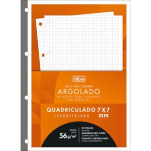 Refil de Folhas Pra Fichário Universitário Quadriculado 7c7mm-  Tilibra