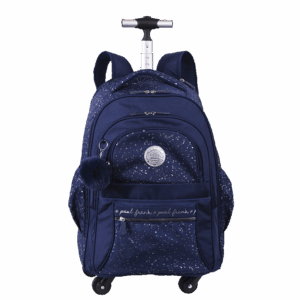 Mochila de Rodinhas 360° Paul Frank Styles Azul Marinho e Prata- Sestini