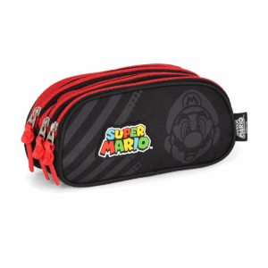 Estojo 3 Divisórias Super Mario Vermelho- Luxcel