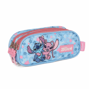 Estojo 3 Divisões Stitch & Angel Rosa- Luxcel