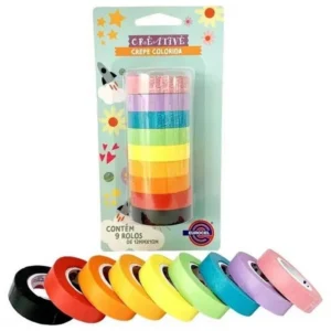 Kit Fita Crepe Colorida 12mmX10m 9 Cores- Eurocel