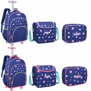 Kit Mochila de Rodinhas/ Lancheira/ Estojo Happy 26- Fênix