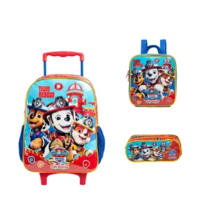 Kit Mochila de Rodinhas/Lancheira/Estojo Patrulha Canina Team Rescue- Xeryus