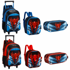 Kit Mochila de Rodinhas/ Lancheira/ Estojo Spider 26- Fênix