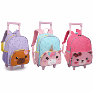 Mochila de Rodinhas Mini Pets Masculina Capivara/Unicórnio/Ursinho- Fênix