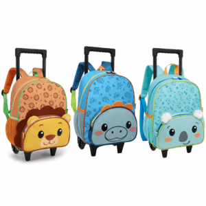 Mochila de Rodinhas Mini Pets Masculina Leão/Dinossauro/Coala- Fênix