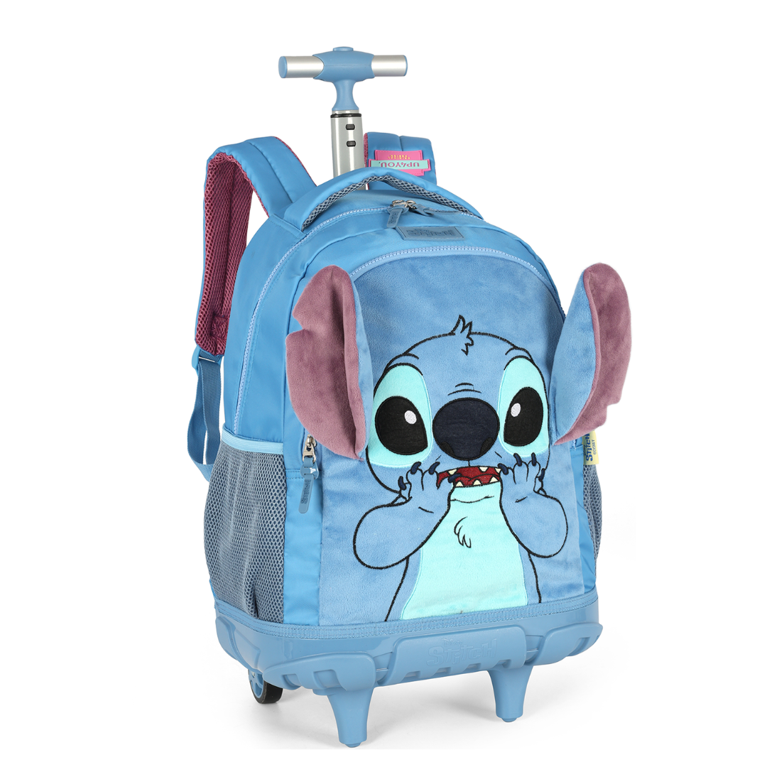 Mochila de Rodinhas Stitch Pelúcia Azul- Luxcel
