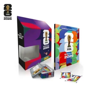 Box Álbum Copa do Mundo Premium + Lata Com 50 Envelopes de Figurinha- Panini