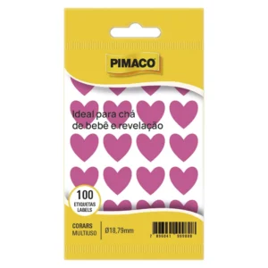 Etiqueta Coração Rosa 18,79mm 100 Unidades- Pimaco