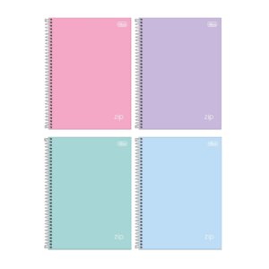 Caderno Espiral Colegial 10 Matérias ZIP Cores Pastéis 160fls- Tilibra
