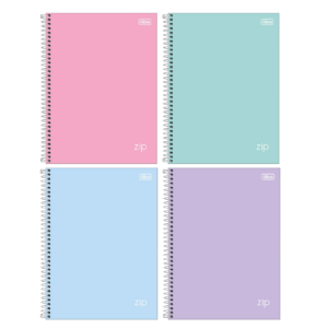 Caderno Espiral Universitário 10 Matérias ZIP Cores Pastéis 80fls- Tilibra