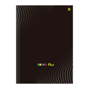 Caderno Brochura Capa Dura Margeado c/ Adesivo Anima Plus Preta 96fls- Animativa