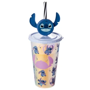 Copo Plástico com Canudo Stitch Furta Cor- Plasútil