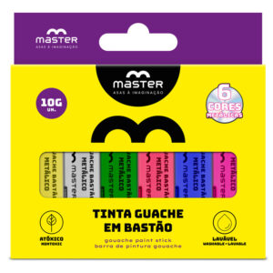 Tinta Guache Bastão 6 Cores Metálicas- Master
