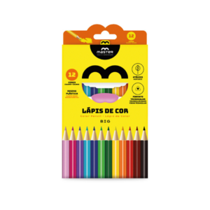Lápis de Cor Big Jumbo Resina Plástica 12 Cores- Master